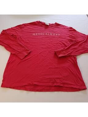 Port & Company MedicalWest Men's Ring Spun Cotton Red Shirt Long Sleeve XL